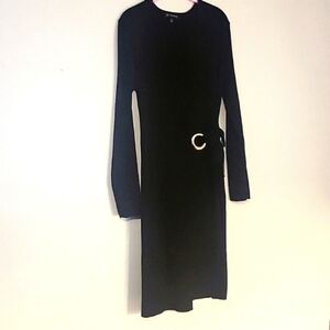 INC Wrap Black Long Sleeve Sweater Dress, Created for Macy's, Size:XL